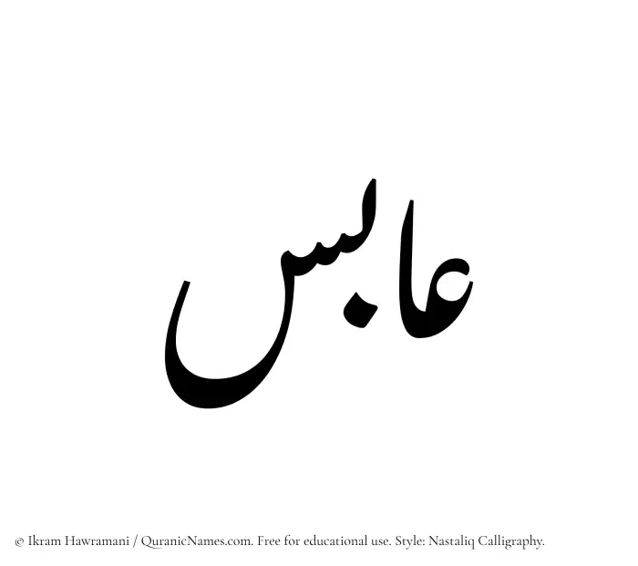 The Muslim name word Aabis written in Nastaliq calligraphic script