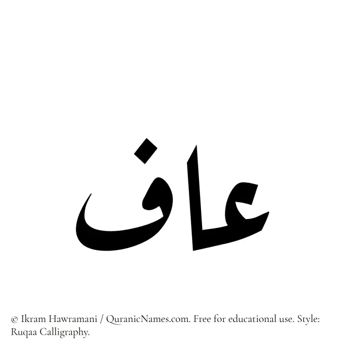 The Muslim name Aaf written in Ruqaa calligraphic script