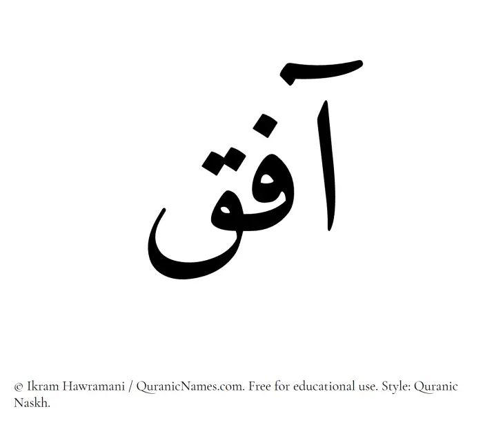 The Muslim name Aafiq written in Quranic naskh script