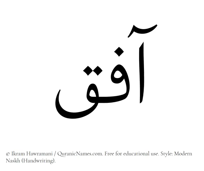 The Muslim name Aafiq written in naskh script