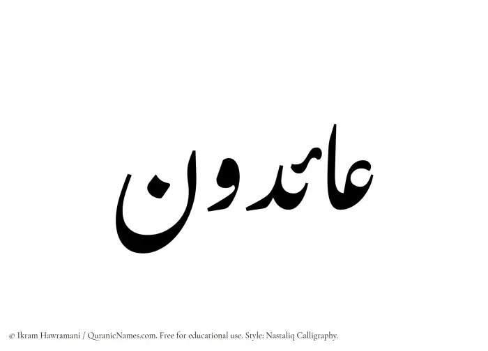 The Muslim name word Aaidun written in Nastaliq calligraphic script