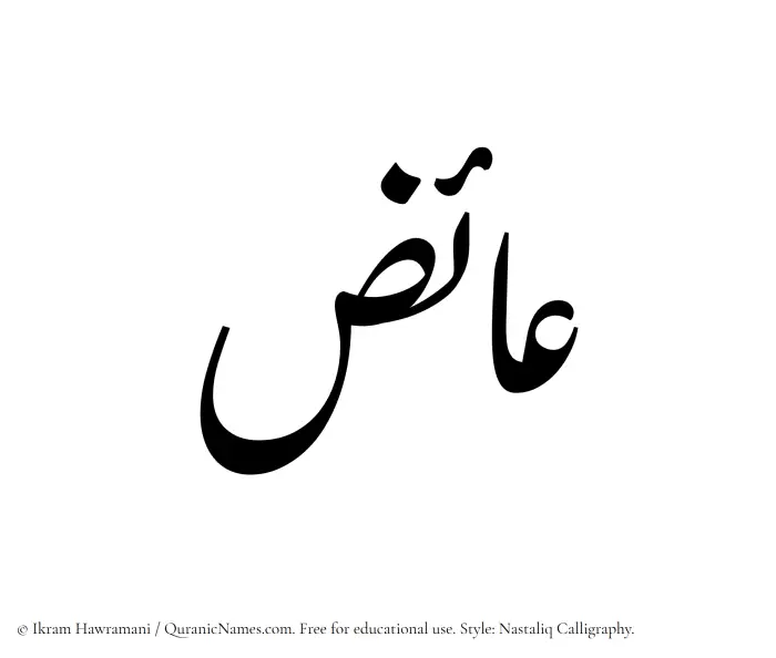 The Muslim name word Aaiz written in Nastaliq calligraphic script