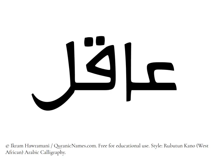 The Muslim name Aaqil written in Rubutun Kano calligraphic script