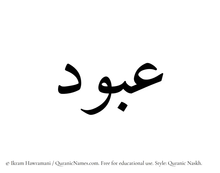 The Muslim name Abbood written in Quranic naskh script