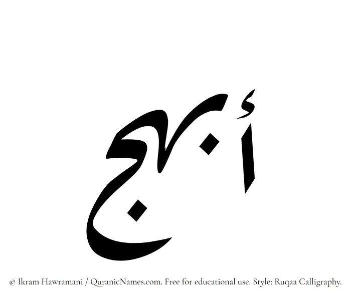 The Muslim name Abhaj written in Ruqaa calligraphic script