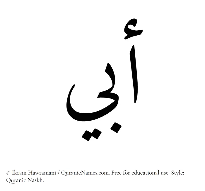 The Muslim name Abi written in Quranic naskh script