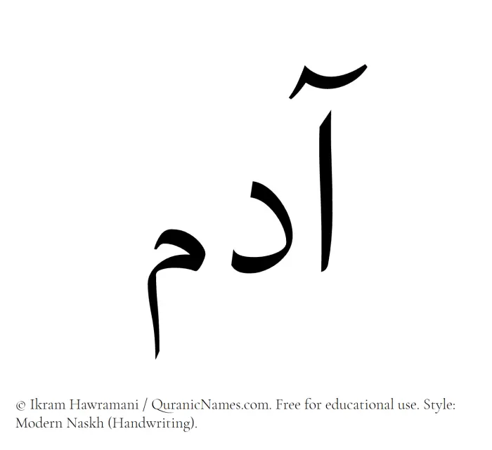 The Muslim name Adam written in naskh script