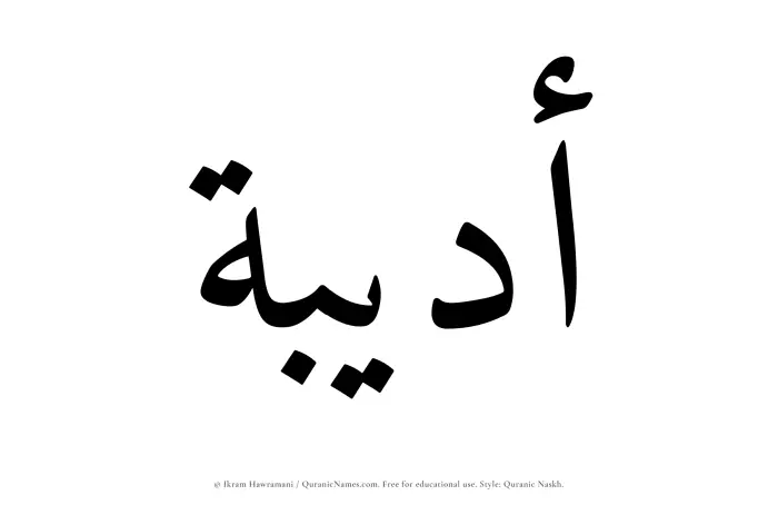 The Muslim name Adeebah written in Quranic naskh script