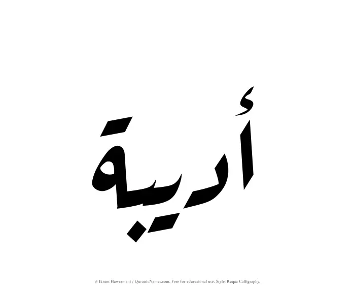 The Muslim name Adeebah written in Ruqaa calligraphic script