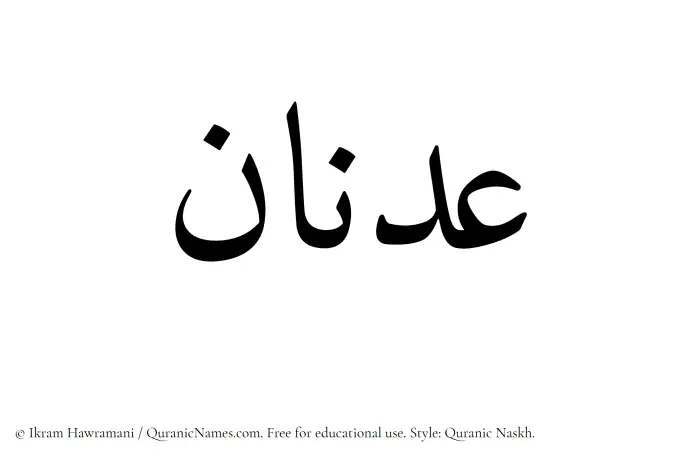 The Muslim name Adnan written in Quranic naskh script