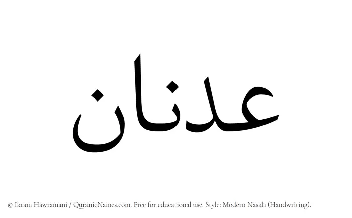 The Muslim name Adnan written in naskh script