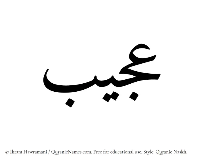 The Muslim name Ajeeb written in Quranic naskh script