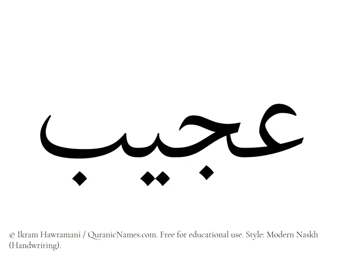 The Muslim name Ajeeb written in naskh script