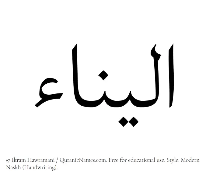 The Muslim name Aleena written in naskh script