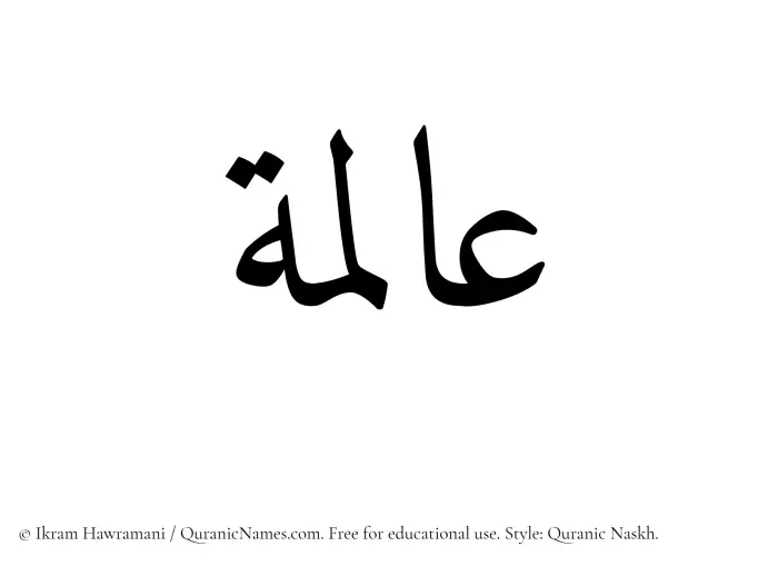 The Muslim name Alima written in Quranic naskh script
