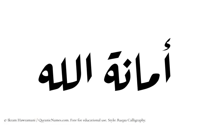 The Muslim name Amanatullah written in Ruqaa calligraphic script