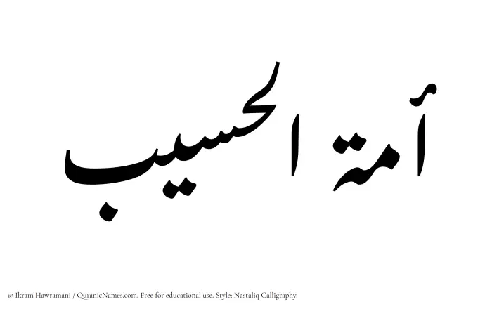 The Muslim name word Amatul Haseeb written in Nastaliq calligraphic script