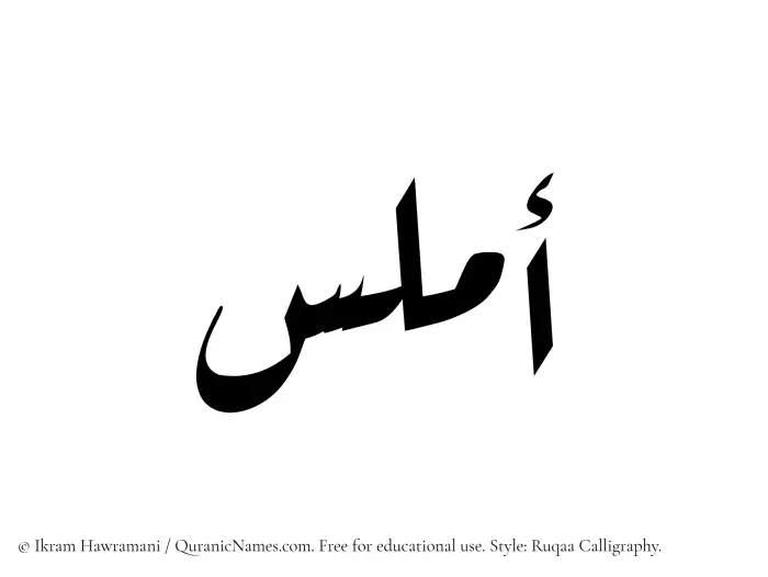 The Muslim name Amlas written in Ruqaa calligraphic script