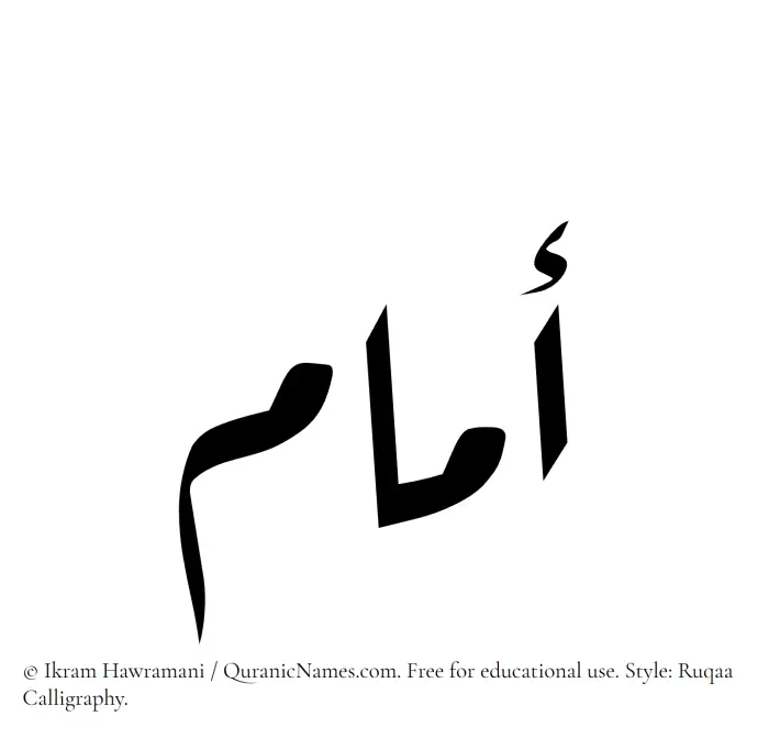 The Muslim name Ammam written in Ruqaa calligraphic script