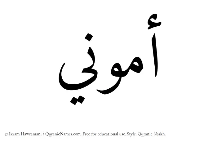The Muslim name Ammuni written in Quranic naskh script