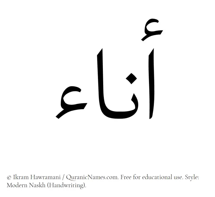 The Muslim name Ana written in naskh script