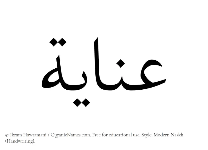 The Muslim name Anaya written in naskh script