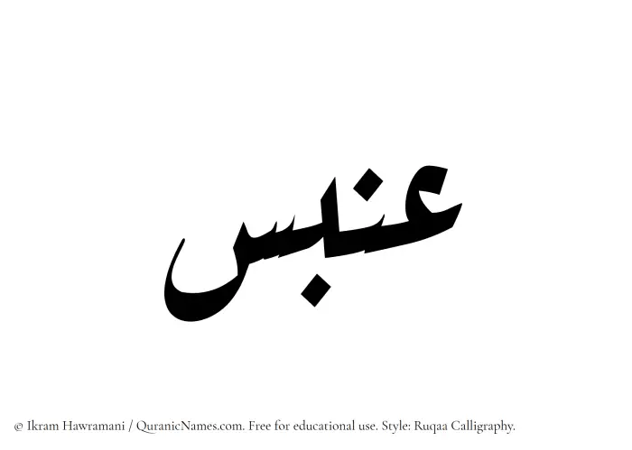 The Muslim name Anbas written in Ruqaa calligraphic script