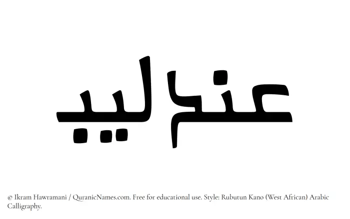 The Muslim name Andalib written in Rubutun Kano calligraphic script