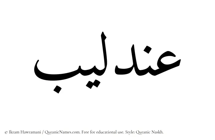 The Muslim name Andalib written in Quranic naskh script
