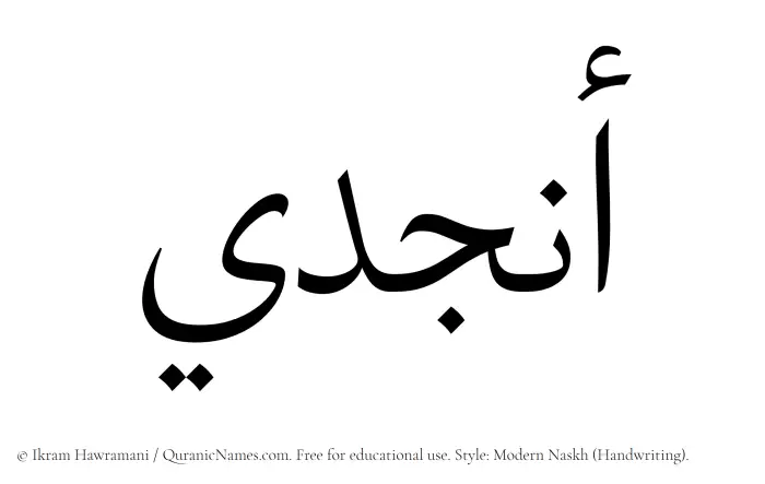 The Muslim name Anjudi written in naskh script