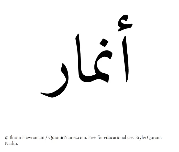 The Muslim name Anmar written in Quranic naskh script