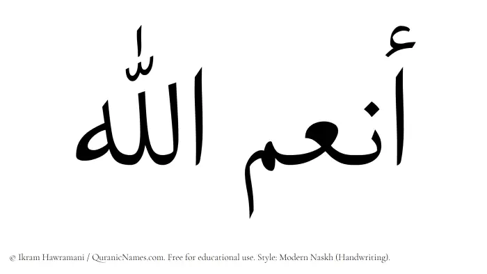 The Muslim name Anumullah written in naskh script