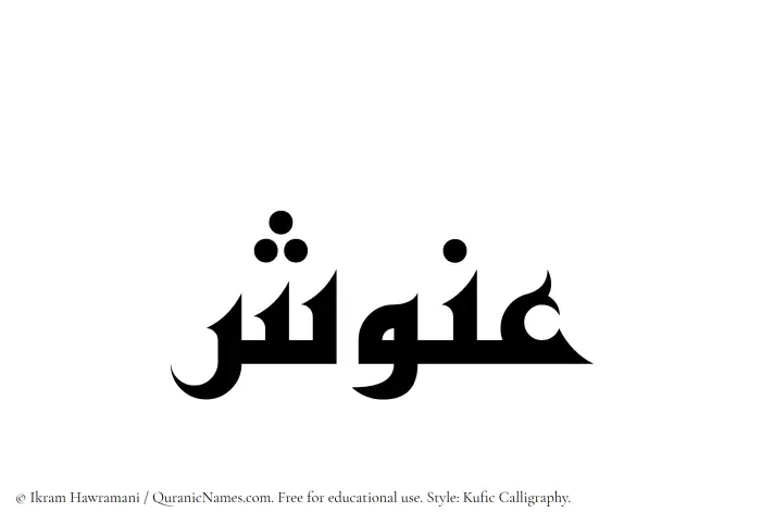 The Muslim name Anush written in Kufi/Kufic calligraphic script
