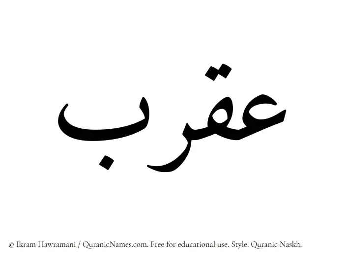 The Muslim name Aqrab written in Quranic naskh script