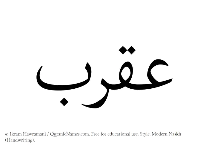 The Muslim name Aqrab written in naskh script