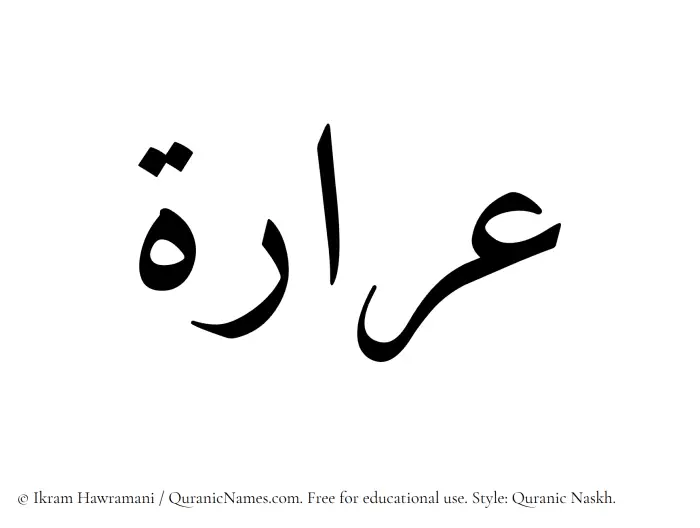 The Muslim name Araarah written in Quranic naskh script