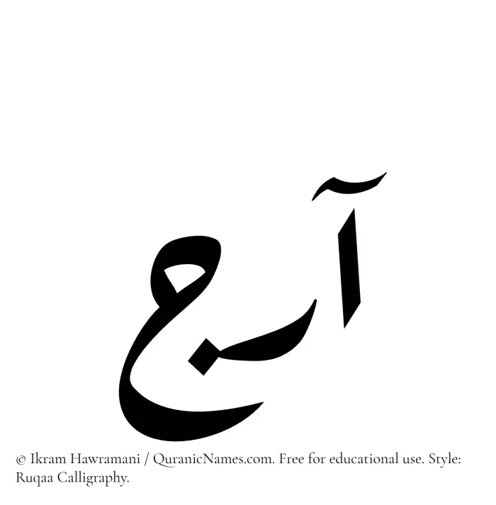 The Muslim name Araj written in Ruqaa calligraphic script
