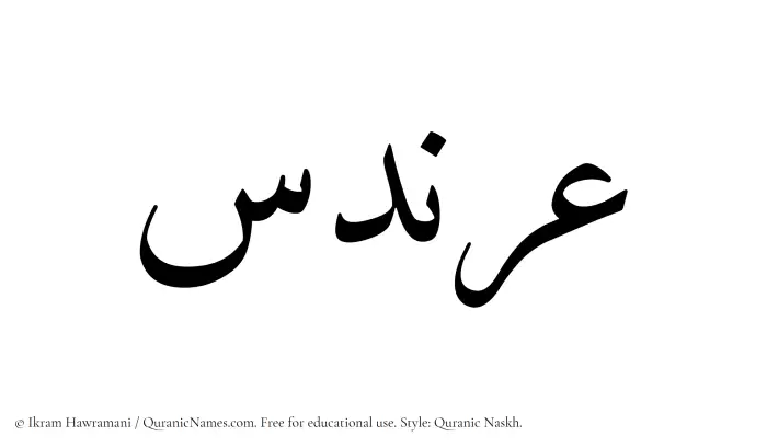 The Muslim name Arandas written in Quranic naskh script