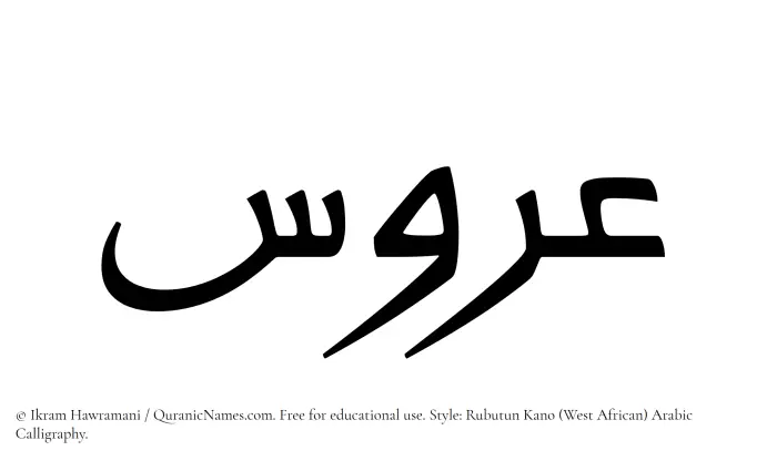 The Muslim name Aroos written in Rubutun Kano calligraphic script