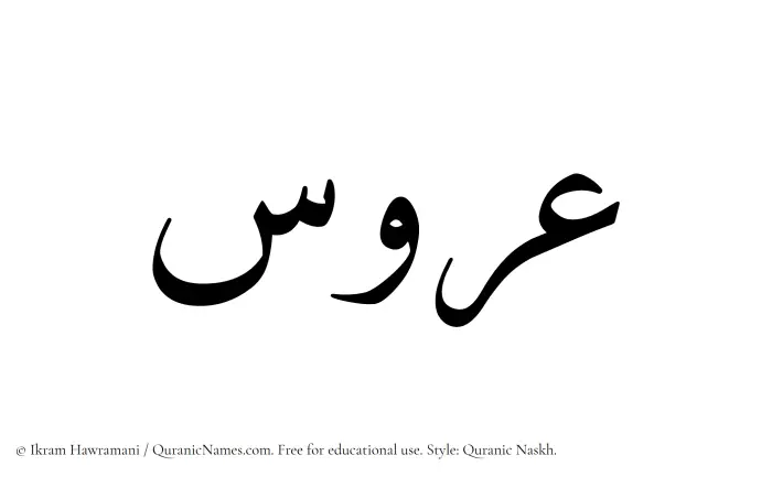 The Muslim name Aroos written in Quranic naskh script