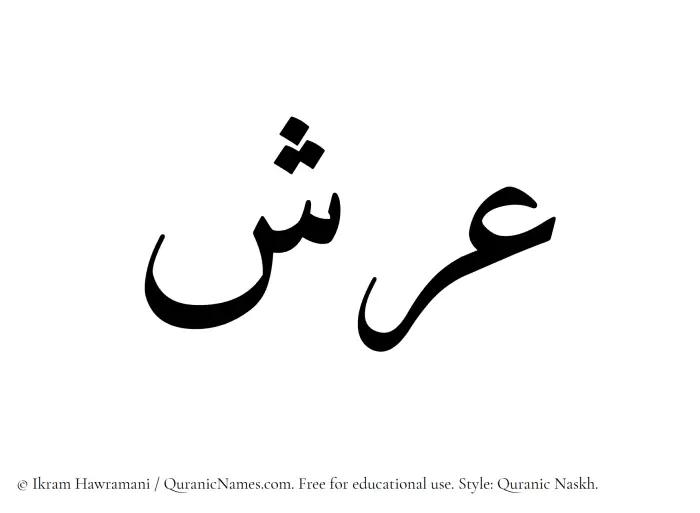 The Muslim name Arsh written in Quranic naskh script