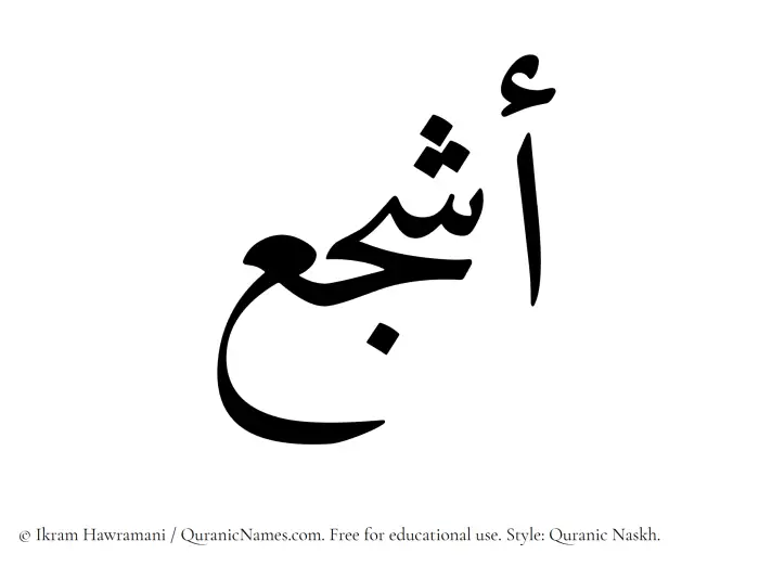 The Muslim name Ashja written in Quranic naskh script
