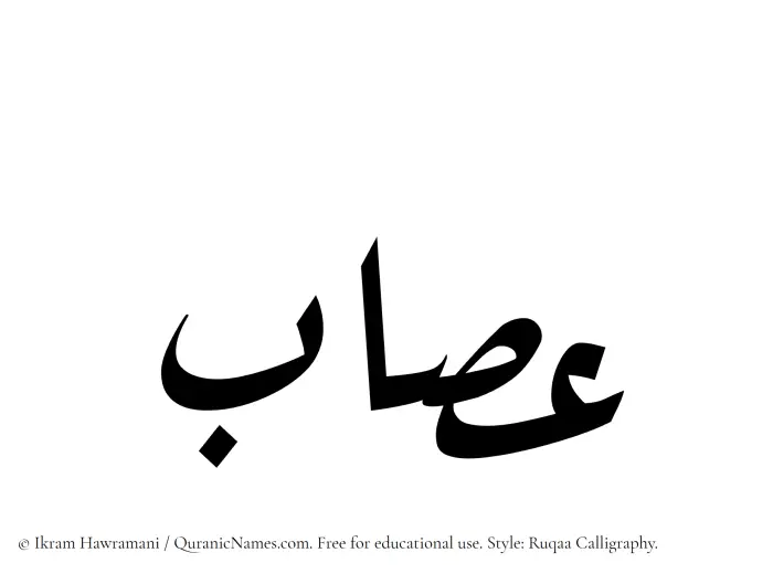 The Muslim name Assab written in Ruqaa calligraphic script