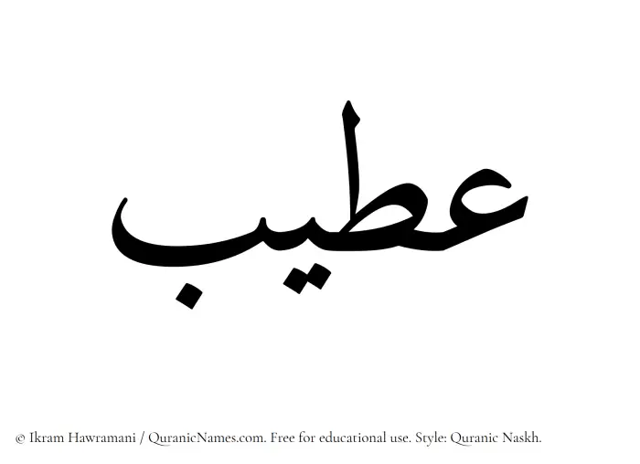 The Muslim name Ateeb written in Quranic naskh script
