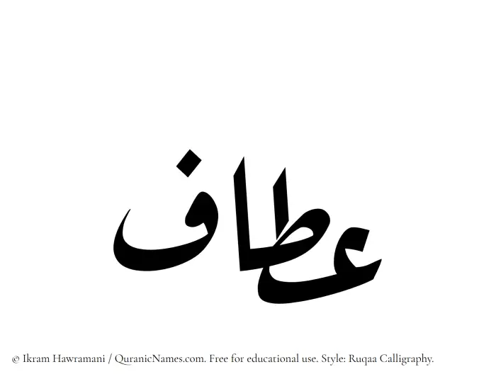 The Muslim name Attaf written in Ruqaa calligraphic script