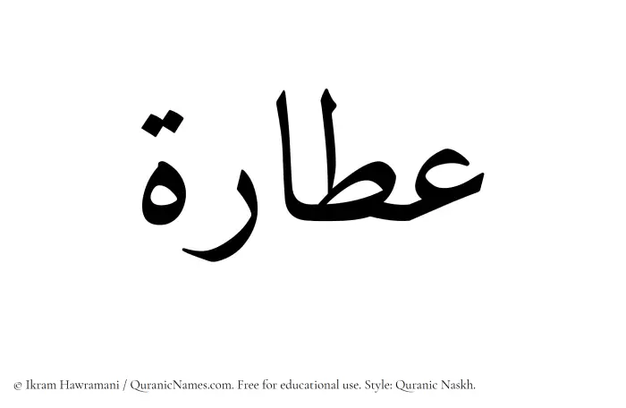 The Muslim name Attarah written in Quranic naskh script