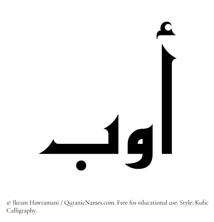 The Muslim name Awb written in Kufi/Kufic calligraphic script