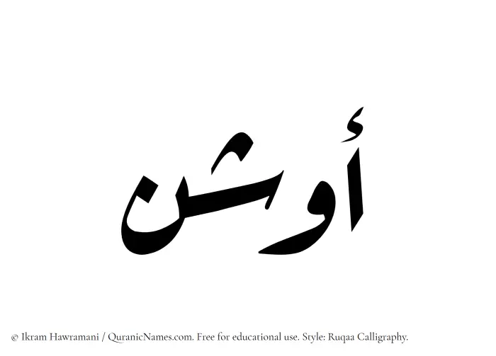 The Muslim name Awshan written in Ruqaa calligraphic script