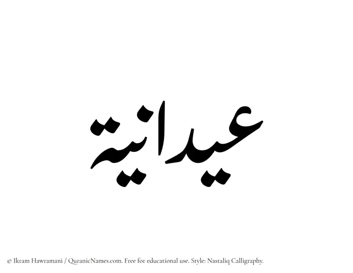 The Muslim name word Aydania written in Nastaliq calligraphic script