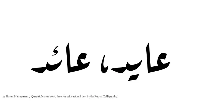 The Muslim name Ayed written in Ruqaa calligraphic script
